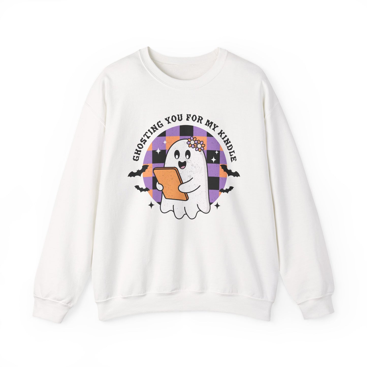 Ghosting You For My Kindle Sweatshirt, Long Sleeve Shirt for Spooky Season Bookish Gift,  Halloween Reading Apparel