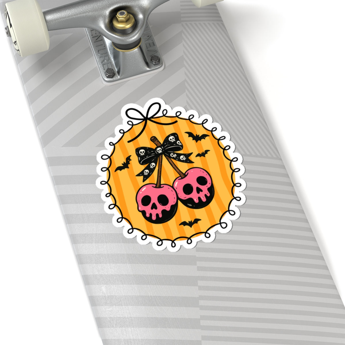 Black Cherry Skulls Sticker - Kiss-Cut Stickers, Halloween Sticker, Cute Skull Design, Spooky Sticker, Decorative Sticker for Journals