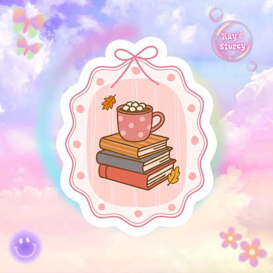 Autumn Book Stack Sticker, Fall Planner Stickers, Book Lover Gifts, Autumn Sticker, Cozy Accessories, Seasonal Sticker