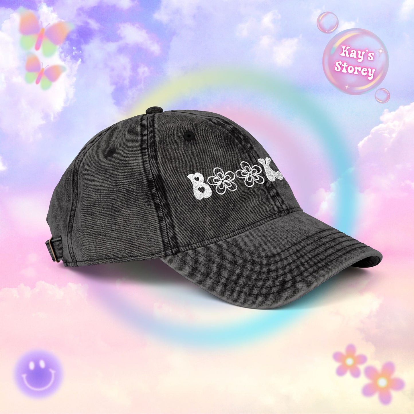 Bookish Embroidered Vintage Cap