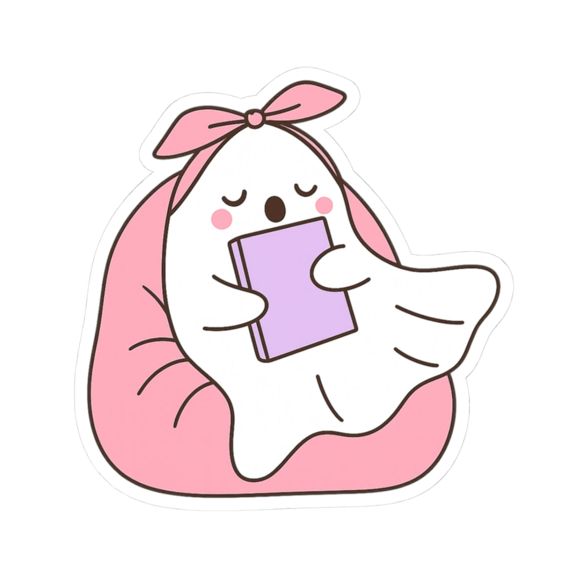 Ghostly Reading Kiss-Cut Sticker, Book Lover Sticker, Cute Sticker Set, Spooky Decals, Halloween Stickers, Vinyl Ghost Stickers