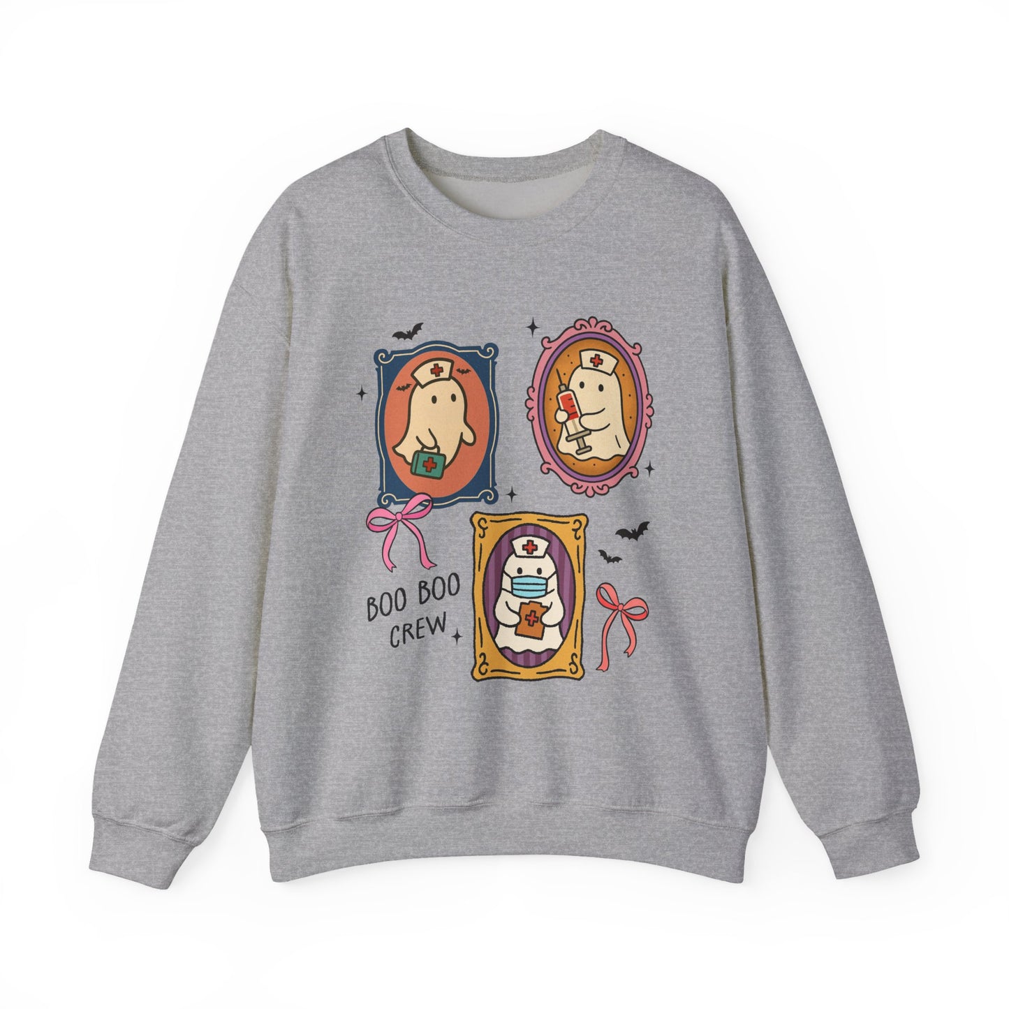 Boo Boo Crew Nurses Sweatshirt, Long Sleeve Shirt for Spooky Season Bookish Gift,  Halloween Reading Apparel
