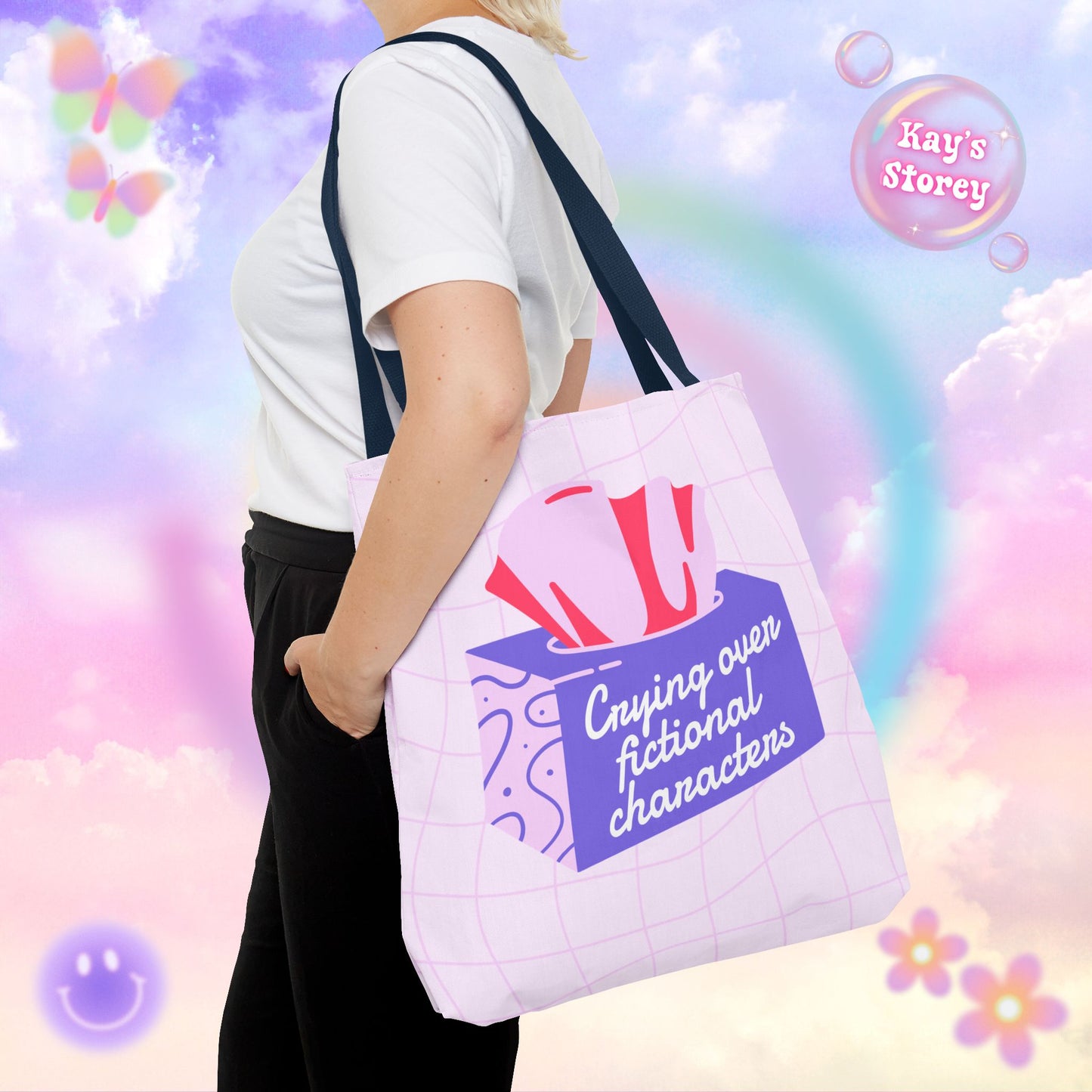Crying over Fictional Characters Tote Bag