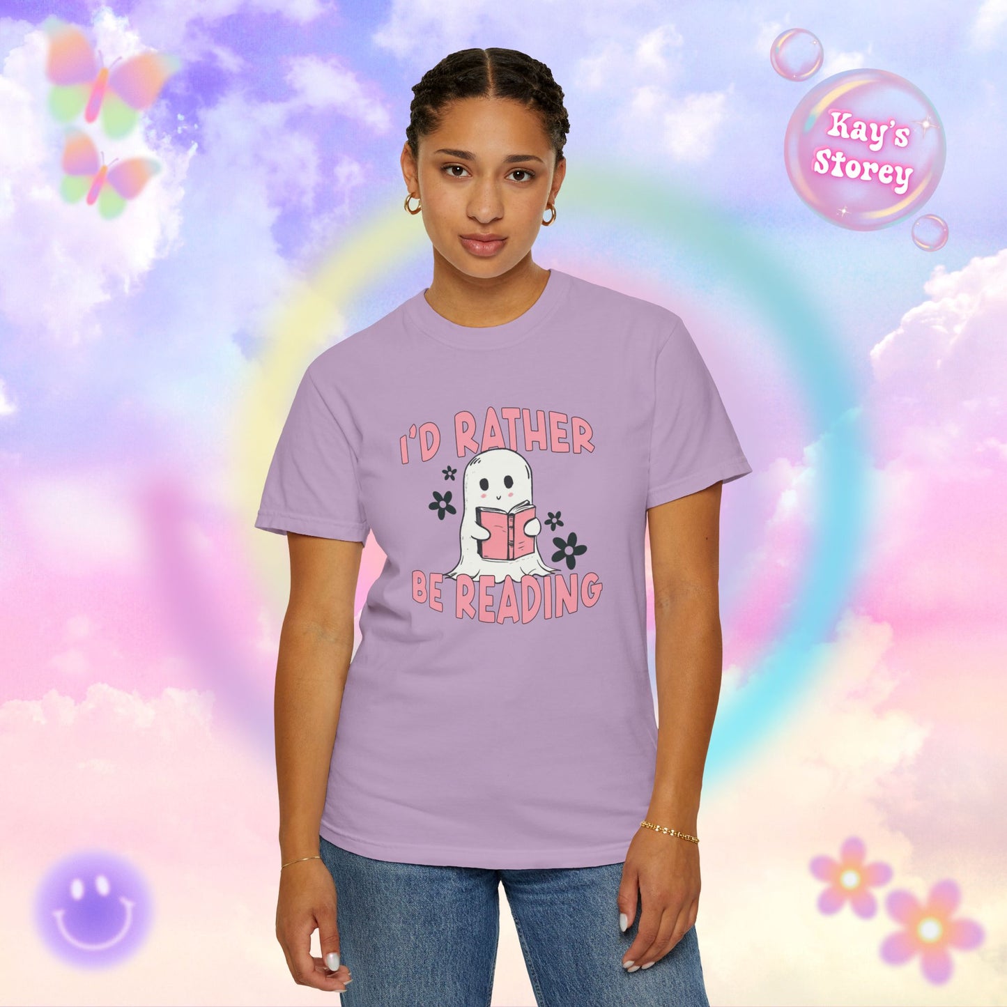 Ghostie I'd Rather Be Reading Comfort Colors T-Shirt