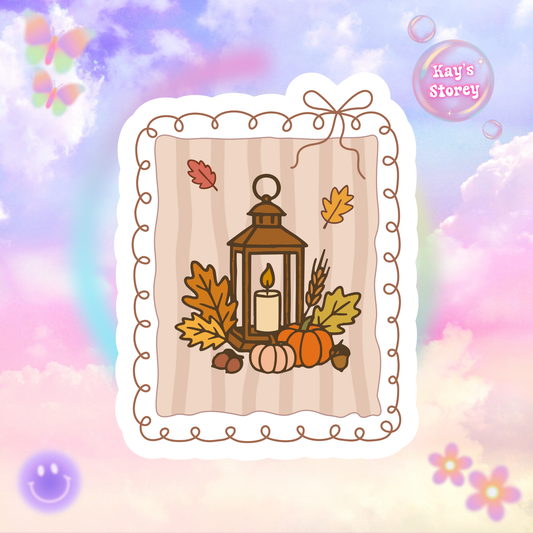 Autumn Lantern Sticker, Fall Planner Stickers, Book Lover Gifts, Autumn Sticker, Cozy Accessories, Seasonal Sticker