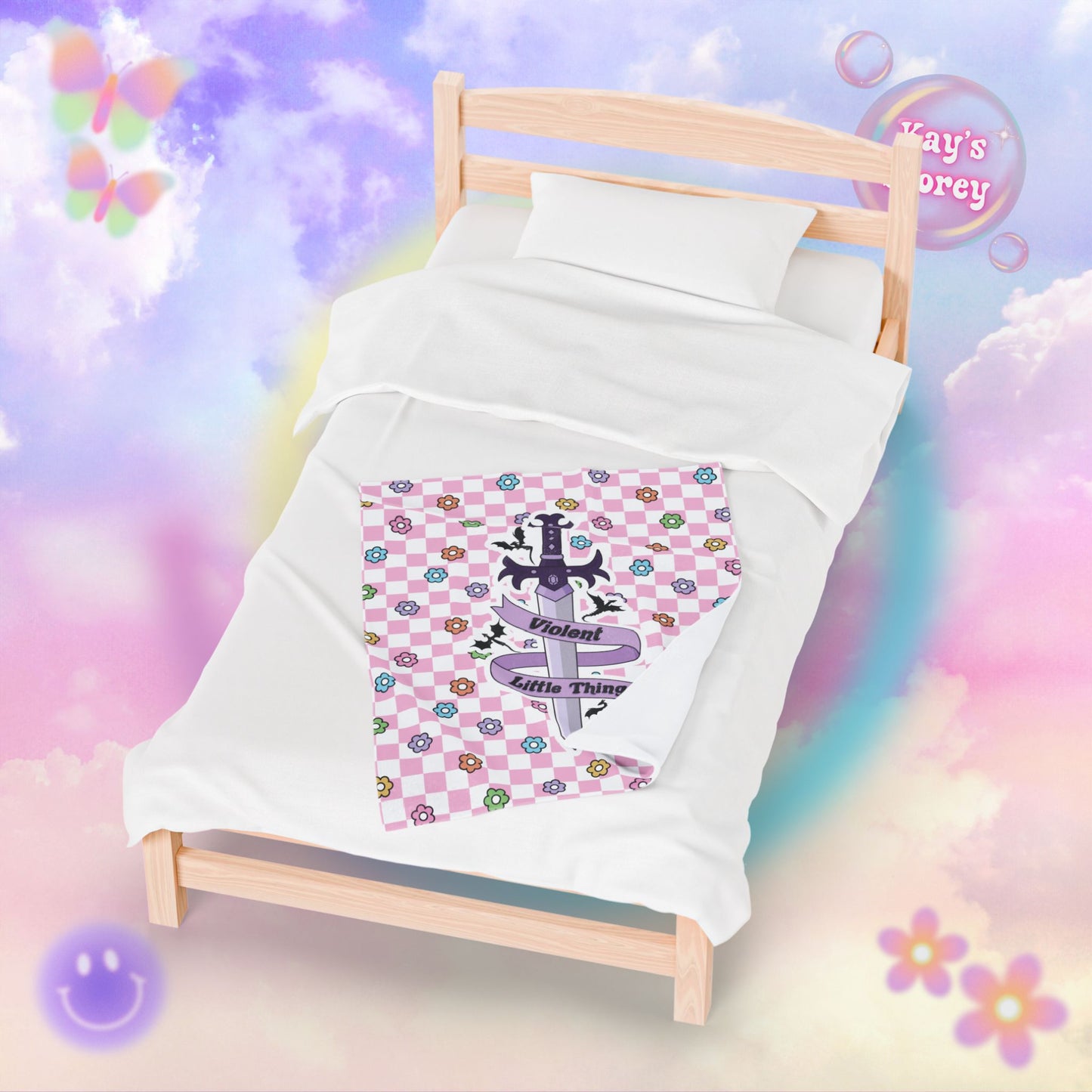 Pink Violent Little Thing Velveteen Plush Blanket