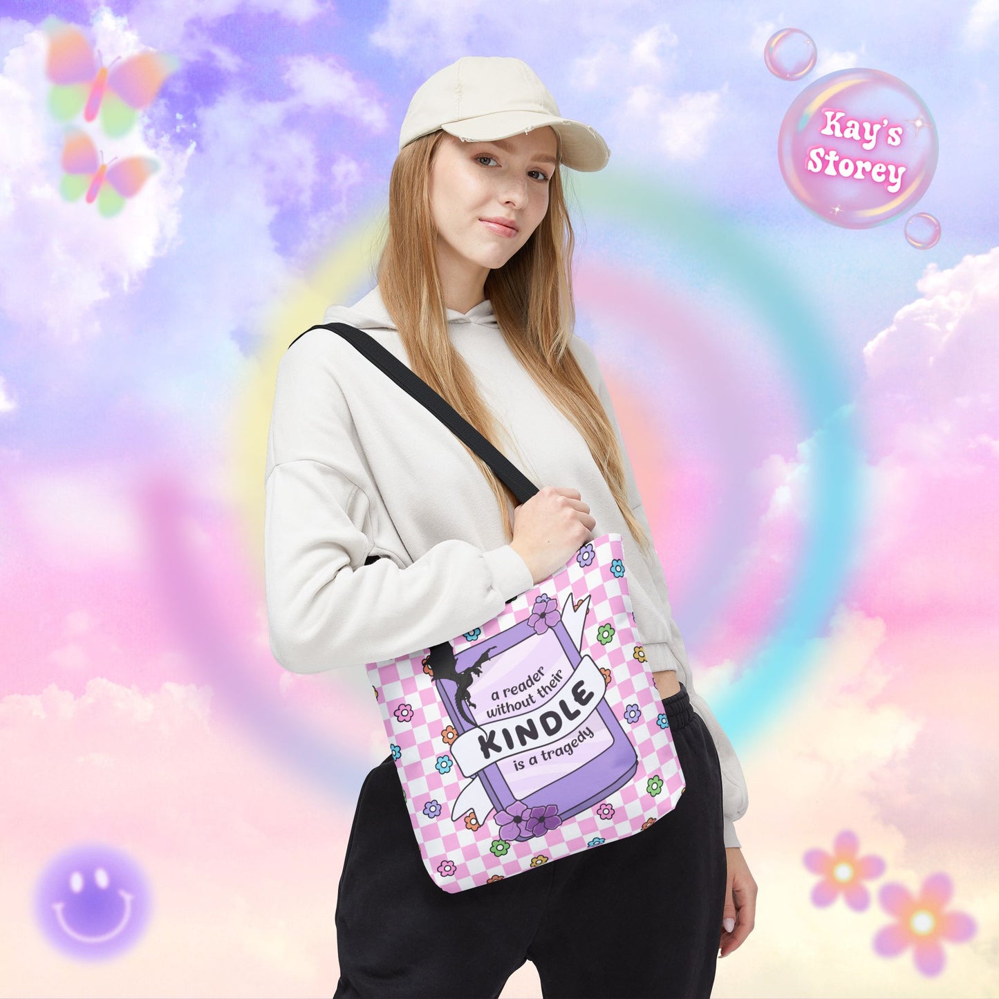 Pink Reader Without Their Kindle Tote Bag
