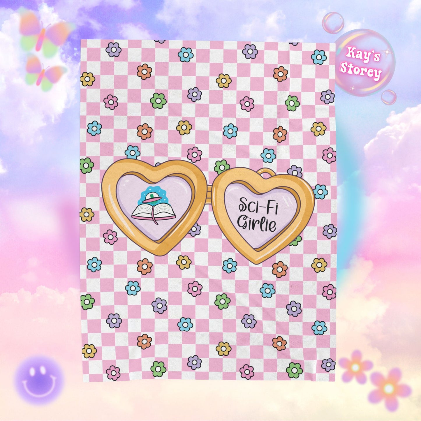 Pink Sci-Fi Girlie Velveteen Plush Blanket