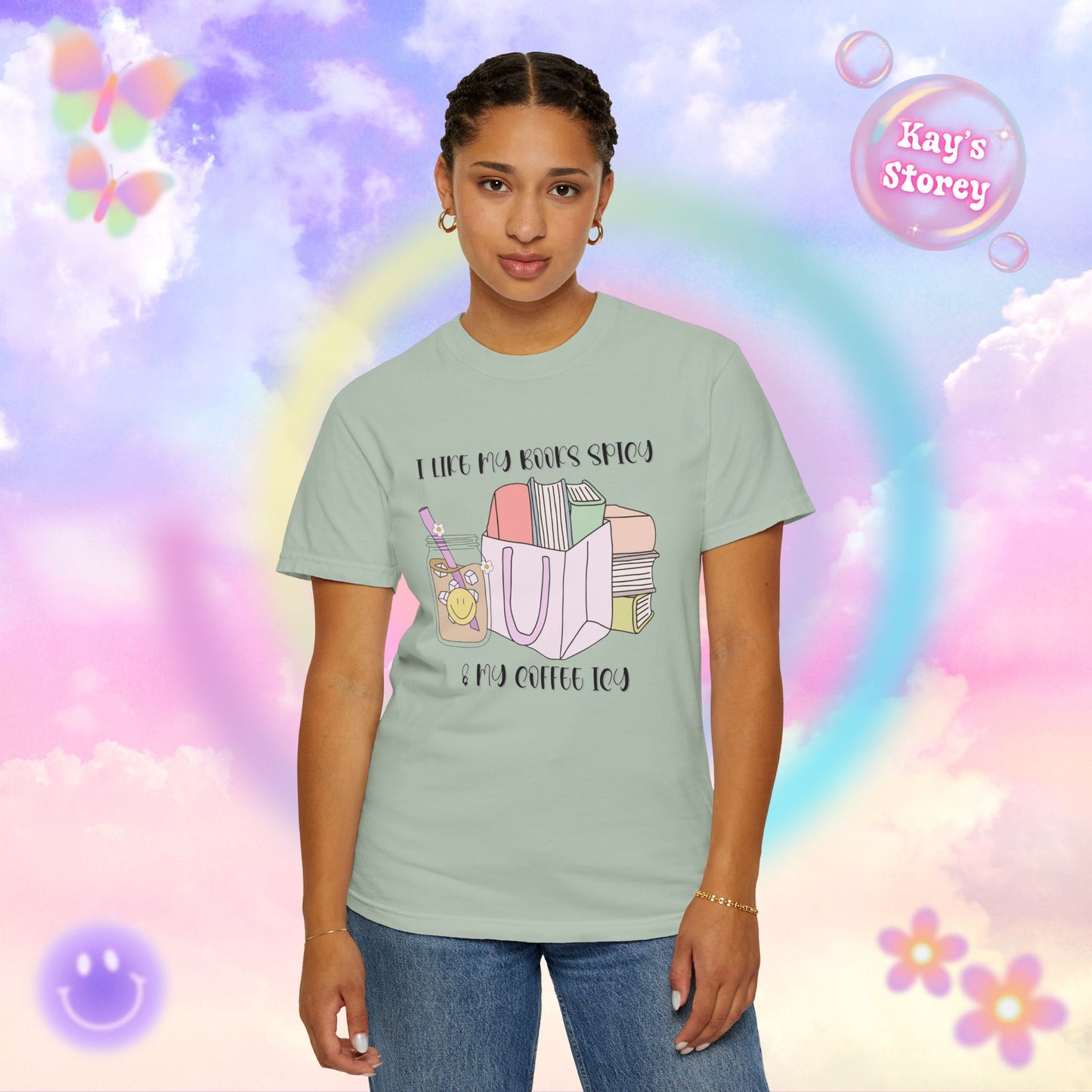 Books Spicy, Coffee Icy Comfort Colors T-Shirt
