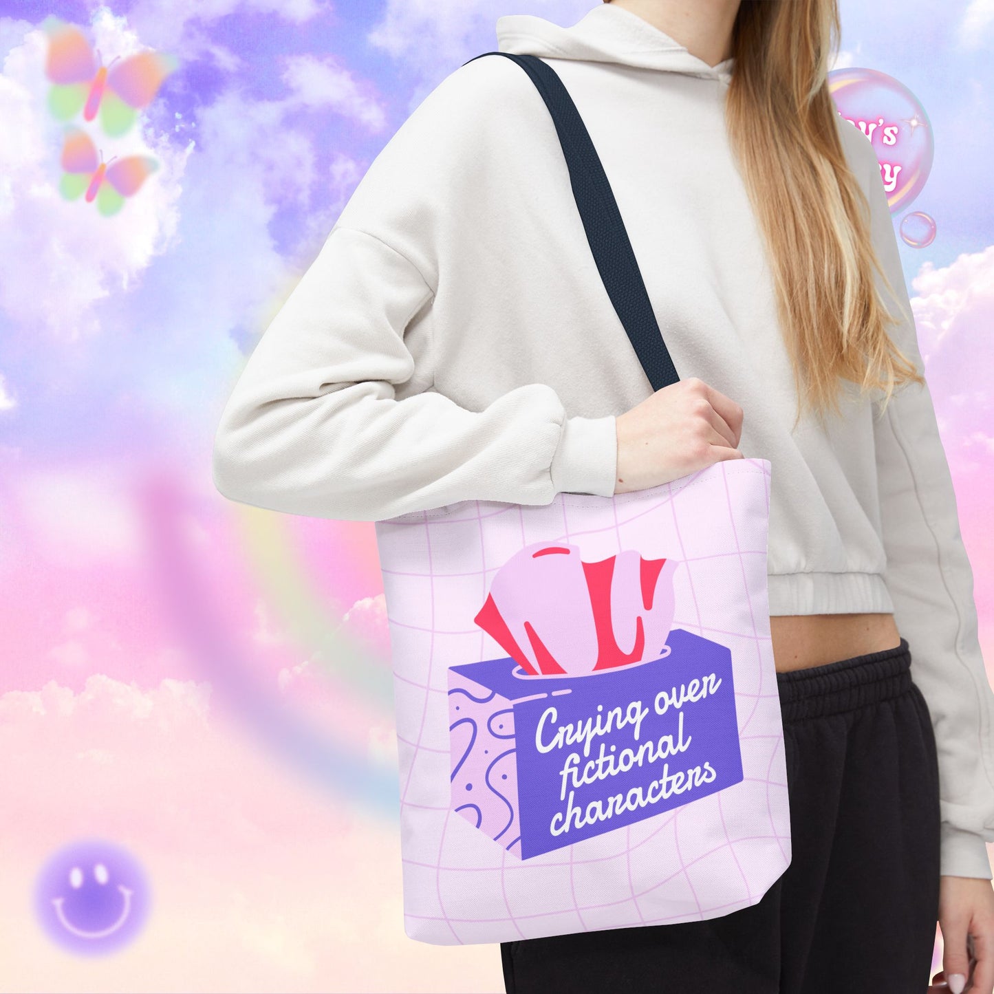 Crying over Fictional Characters Tote Bag