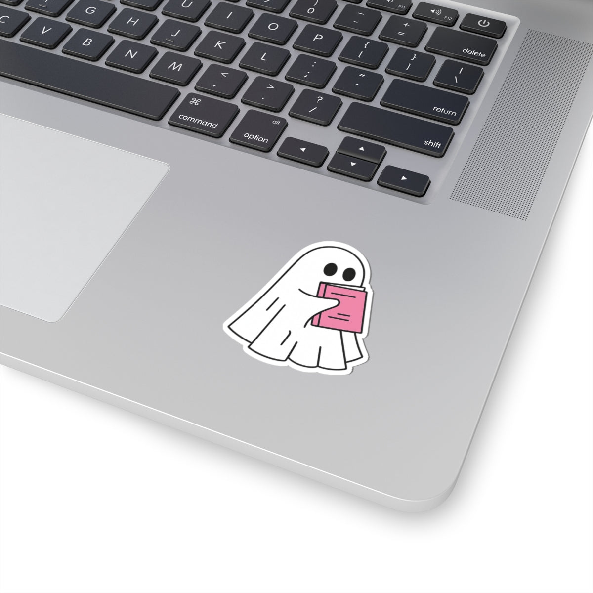 Pink Ghost Reading Kiss-Cut Sticker, Book Lover Sticker, Cute Sticker Set, Spooky Decals, Halloween Stickers, Vinyl Kindle Stickers