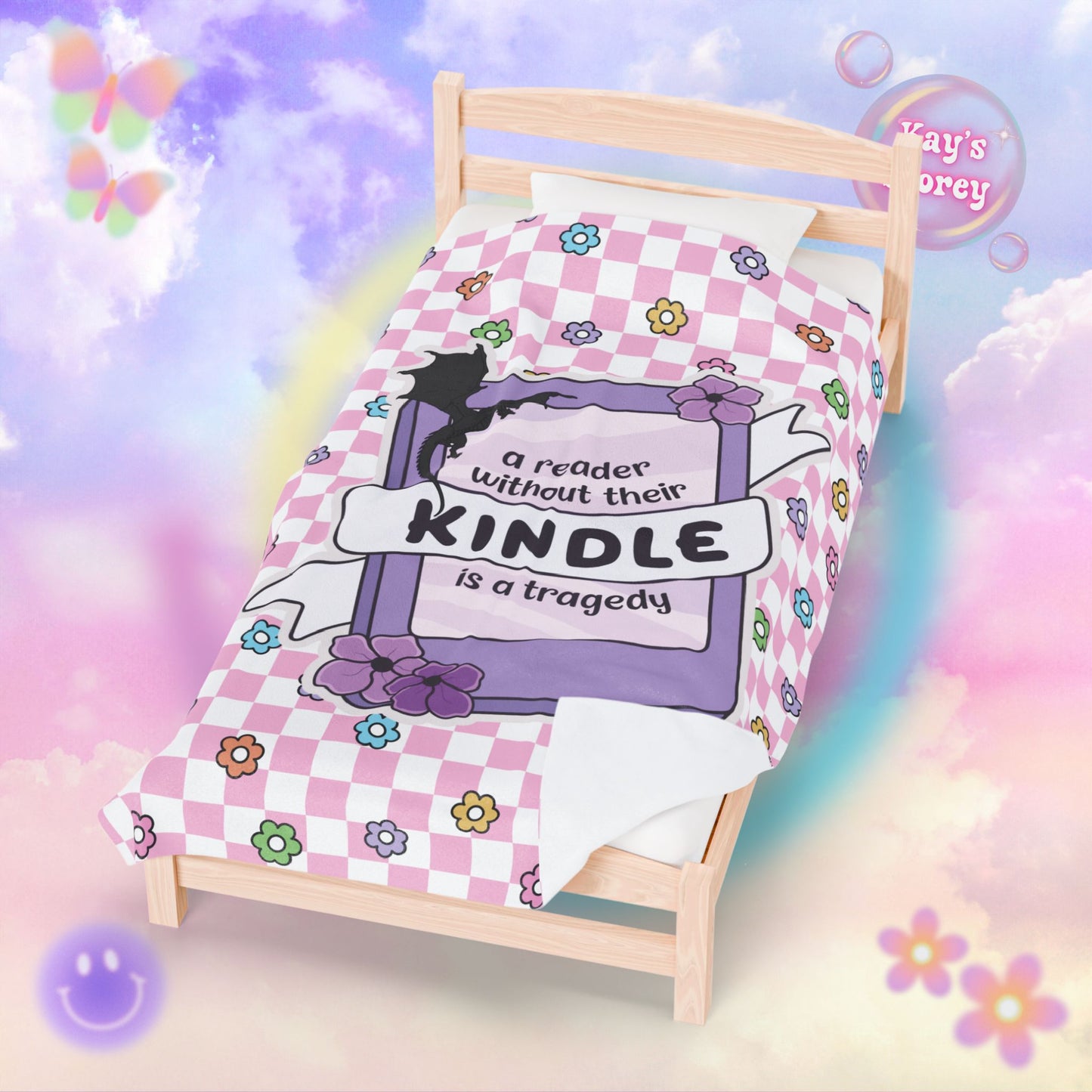 Pink Reader Without Their Kindle Velveteen Plush Blanket