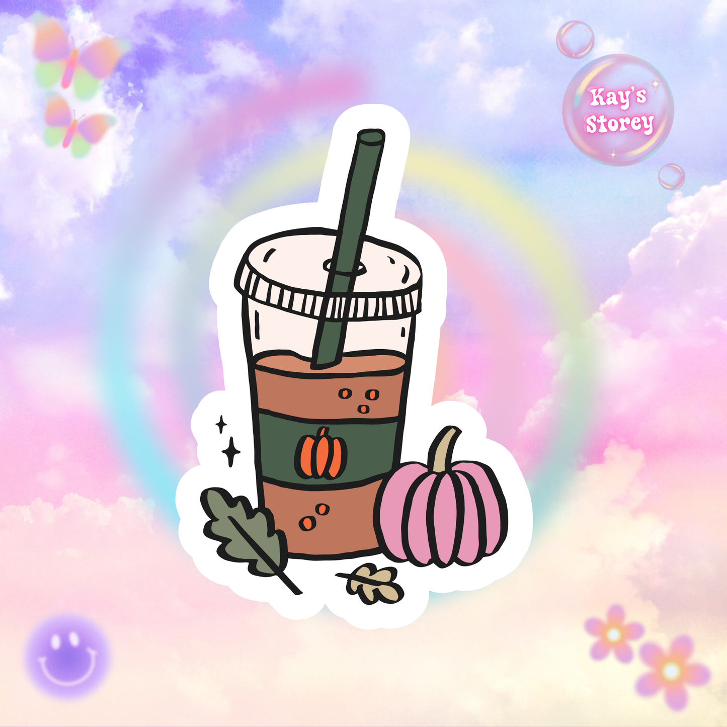 Pumpkin Spice Latte Sticker, Fall Planner Stickers, Book Lover Gifts, Autumn Sticker, Cozy Accessories, Seasonal Sticker