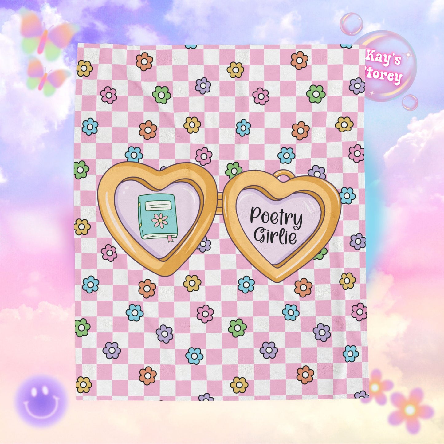 Pink Poetry Girlie Velveteen Plush Blanket