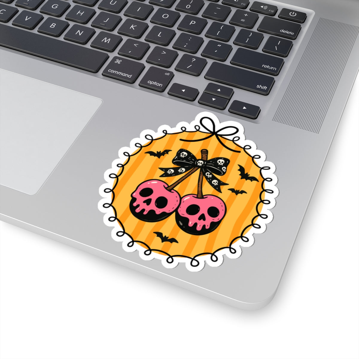 Black Cherry Skulls Sticker - Kiss-Cut Stickers, Halloween Sticker, Cute Skull Design, Spooky Sticker, Decorative Sticker for Journals