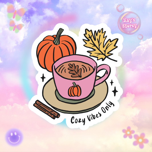 Cozy Vibes Only Sticker, Fall Planner Stickers, Book Lover Gifts, Autumn Sticker, Cozy Accessories, Seasonal Sticker