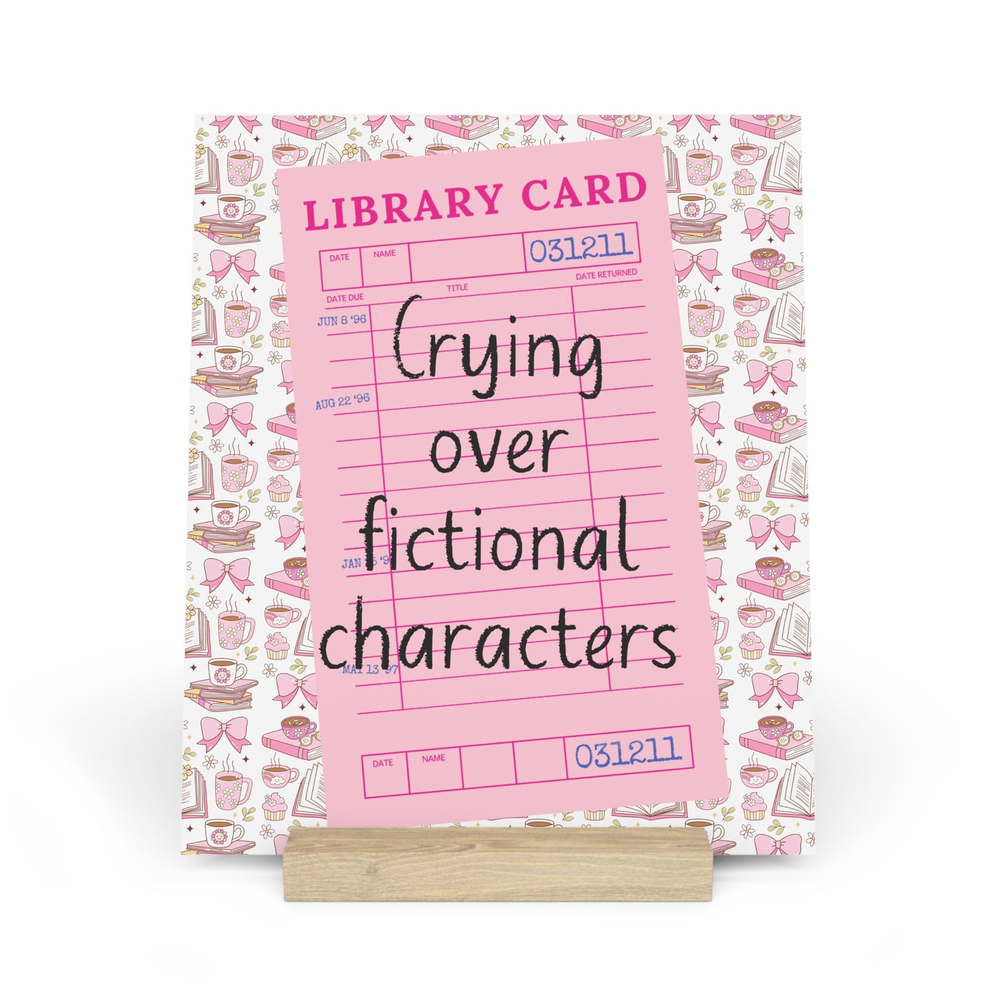 Crying Over Fictional Characters Bookshelf Decor with Stand