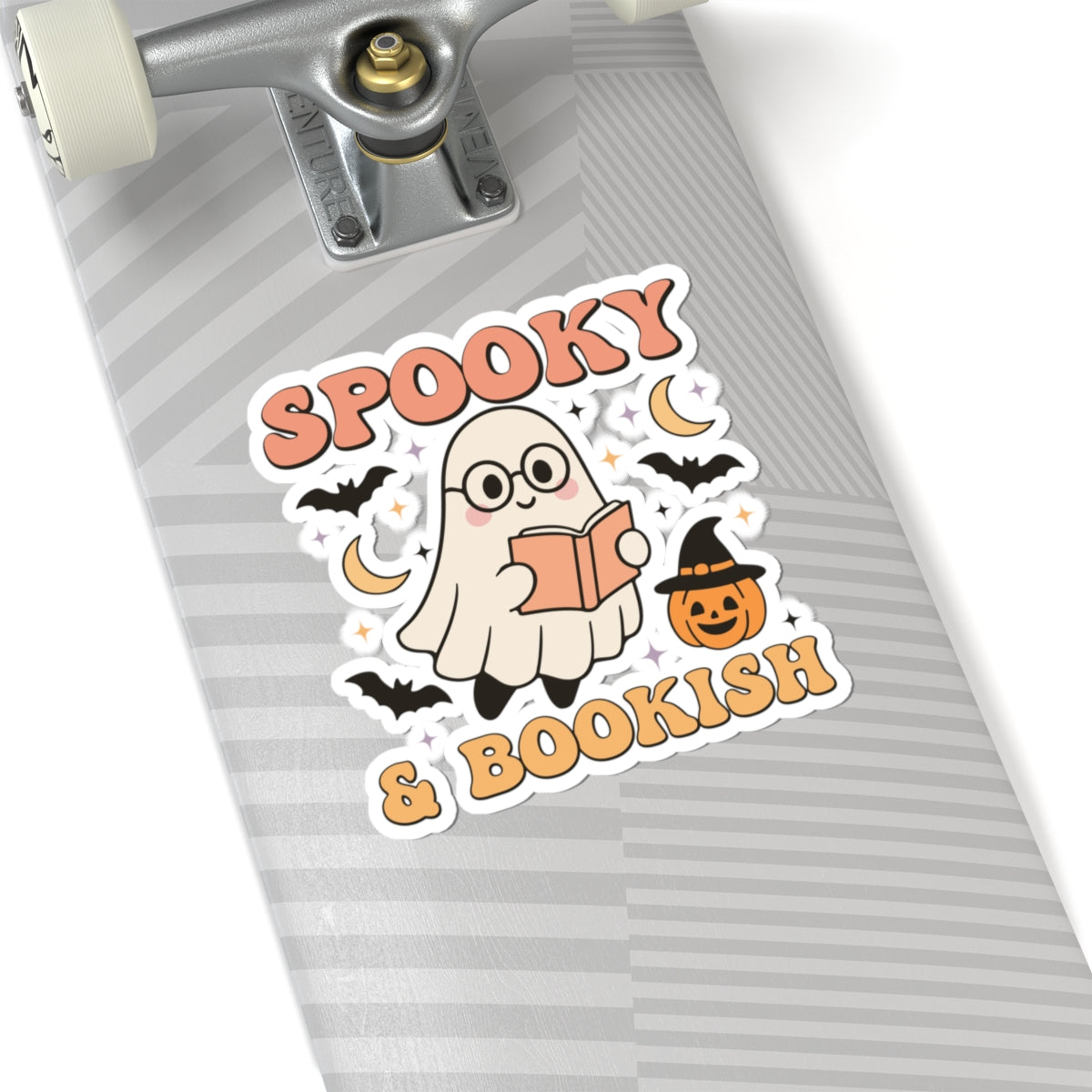Spooky & Bookish Sticker - Kiss-Cut Stickers, Halloween Sticker, Cute Ghost Reading Design, Spooky Sticker, Decorative Sticker for Journals
