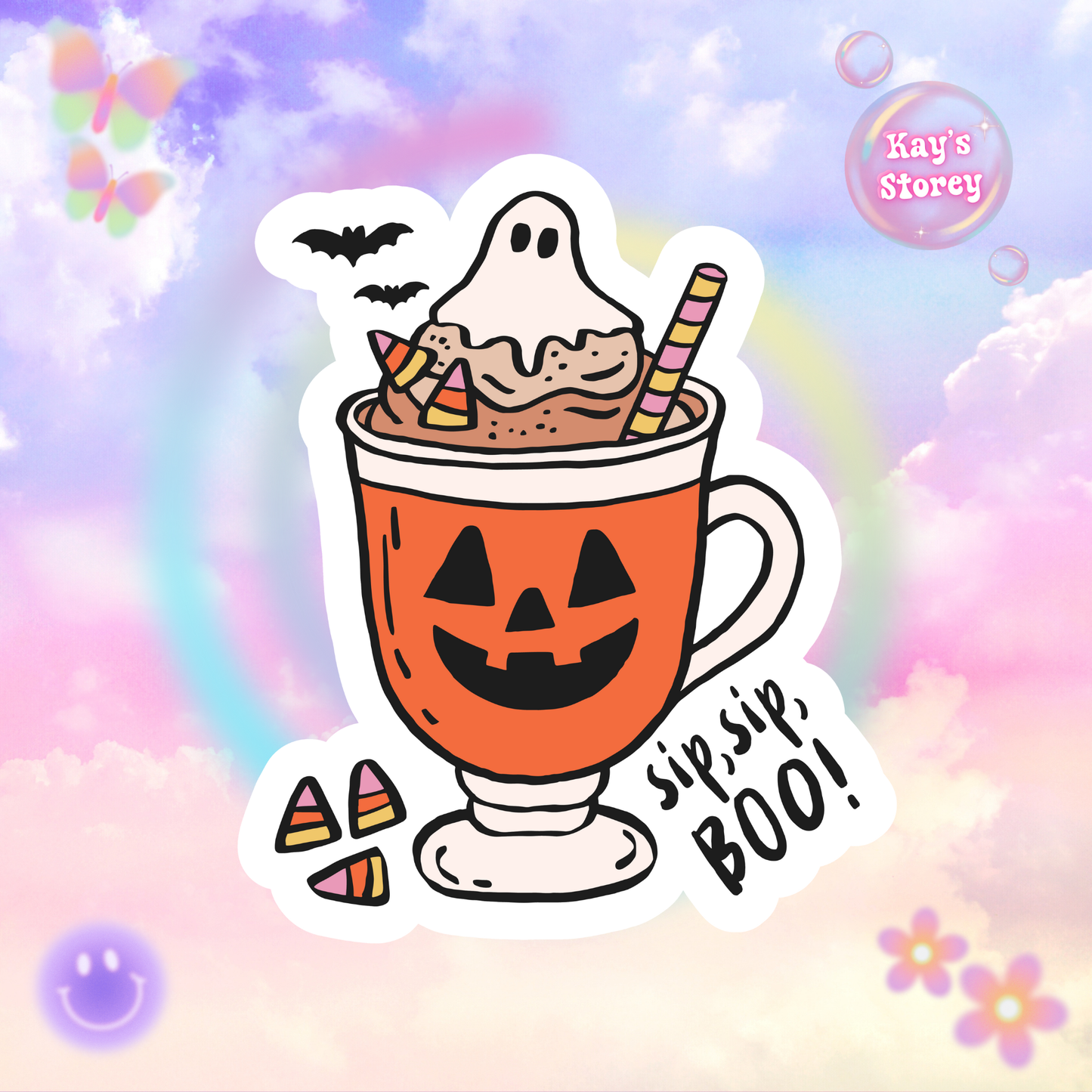 Sip, Sip, Boo! Sticker, Fall Planner Stickers, Book Lover Gifts, Autumn Sticker, Cozy Accessories, Seasonal Sticker