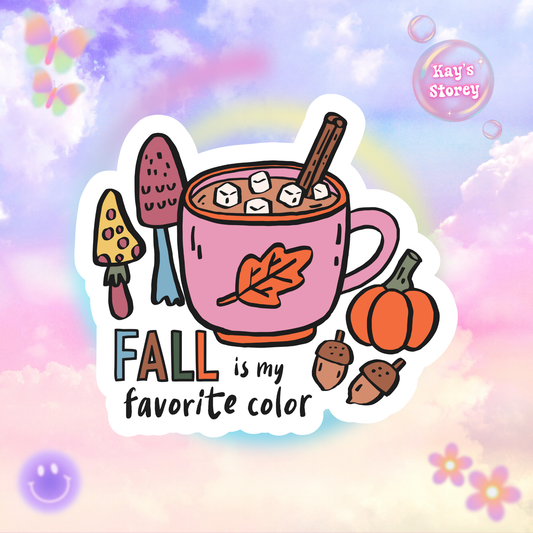 Fall is my Favorite Color Sticker, Fall Planner Stickers, Book Lover Gifts, Autumn Sticker, Cozy Accessories, Seasonal Sticker