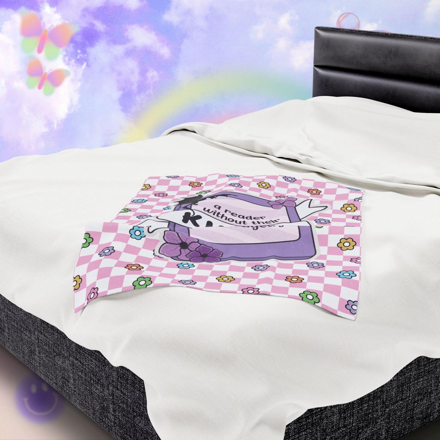 Pink Reader Without Their Kindle Velveteen Plush Blanket