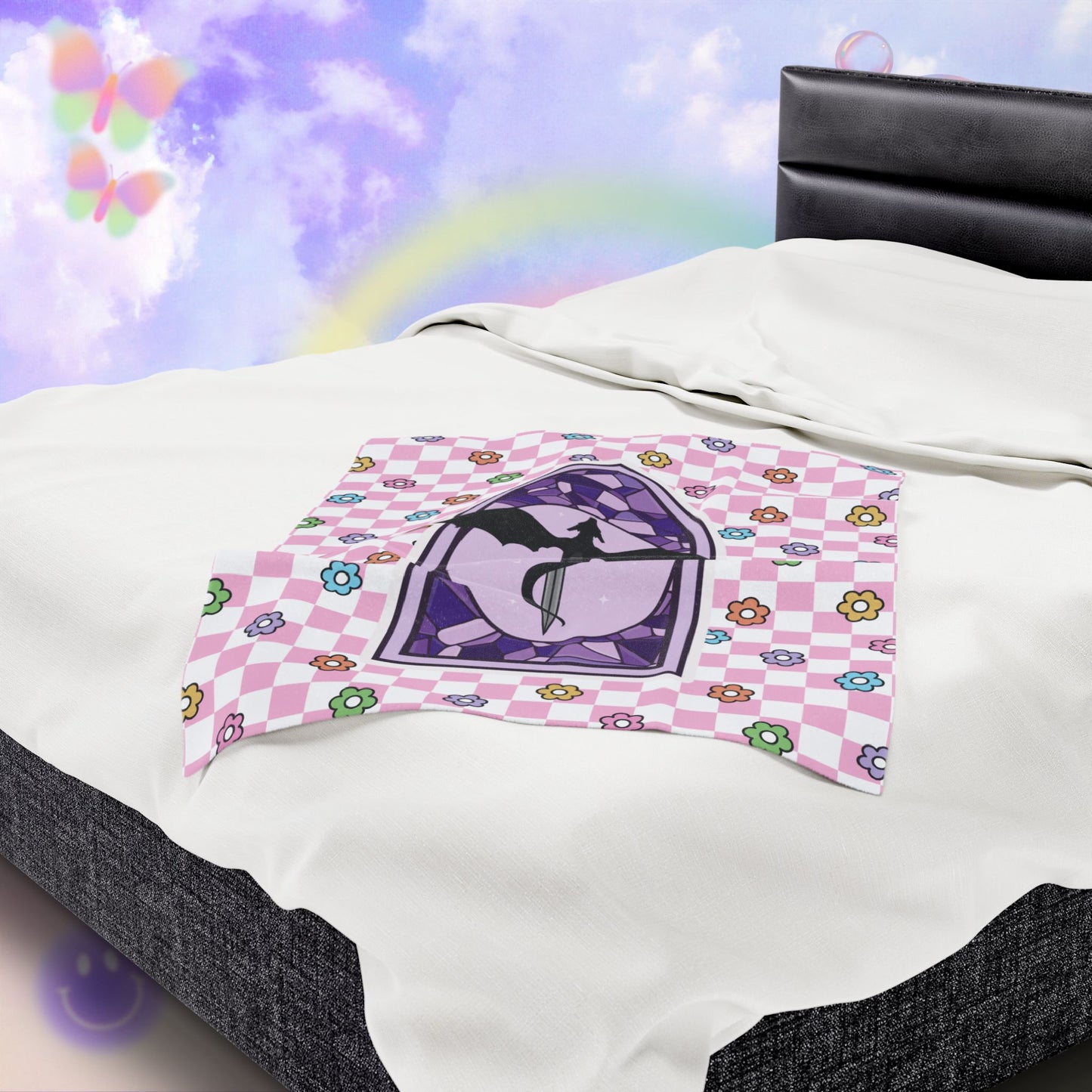 Pink Romantasy Velveteen Plush Blanket