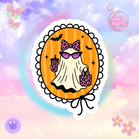 That Ghoul in Frame Sticker - Kiss-Cut Stickers, Halloween Sticker, Fancy Ghost Design, Spooky Sticker, Decorative Sticker for Journals