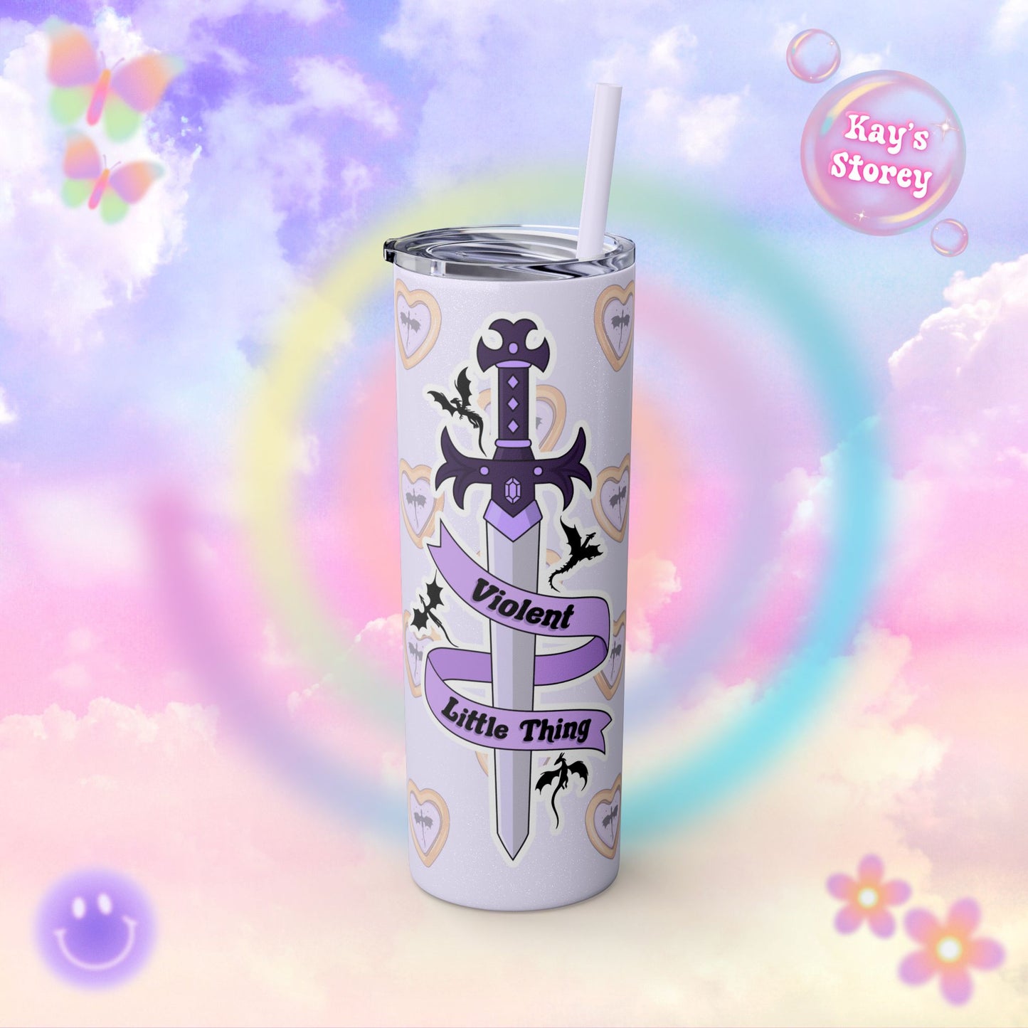 Fourth Wing Fantasy Tumbler, Romantasy Book Girl, Fourth Wing Fan Cup, Violent Little Thing Tumbler with Straw, 20oz