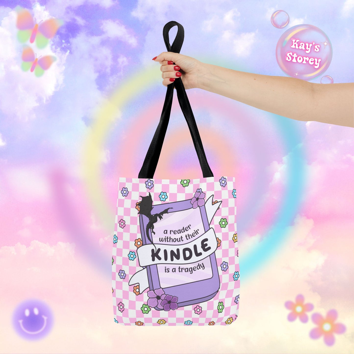 Pink Reader Without Their Kindle Tote Bag