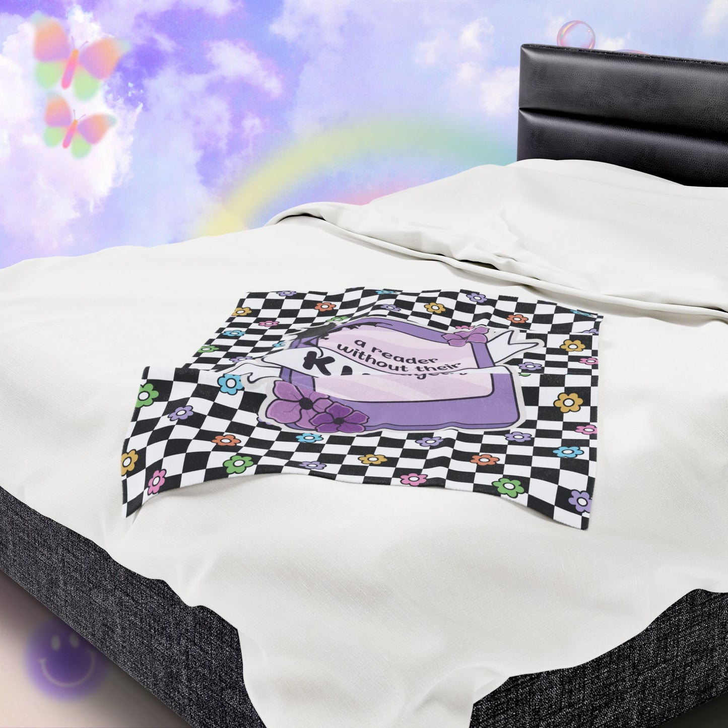 Reader Without Their Kindle Velveteen Plush Blanket