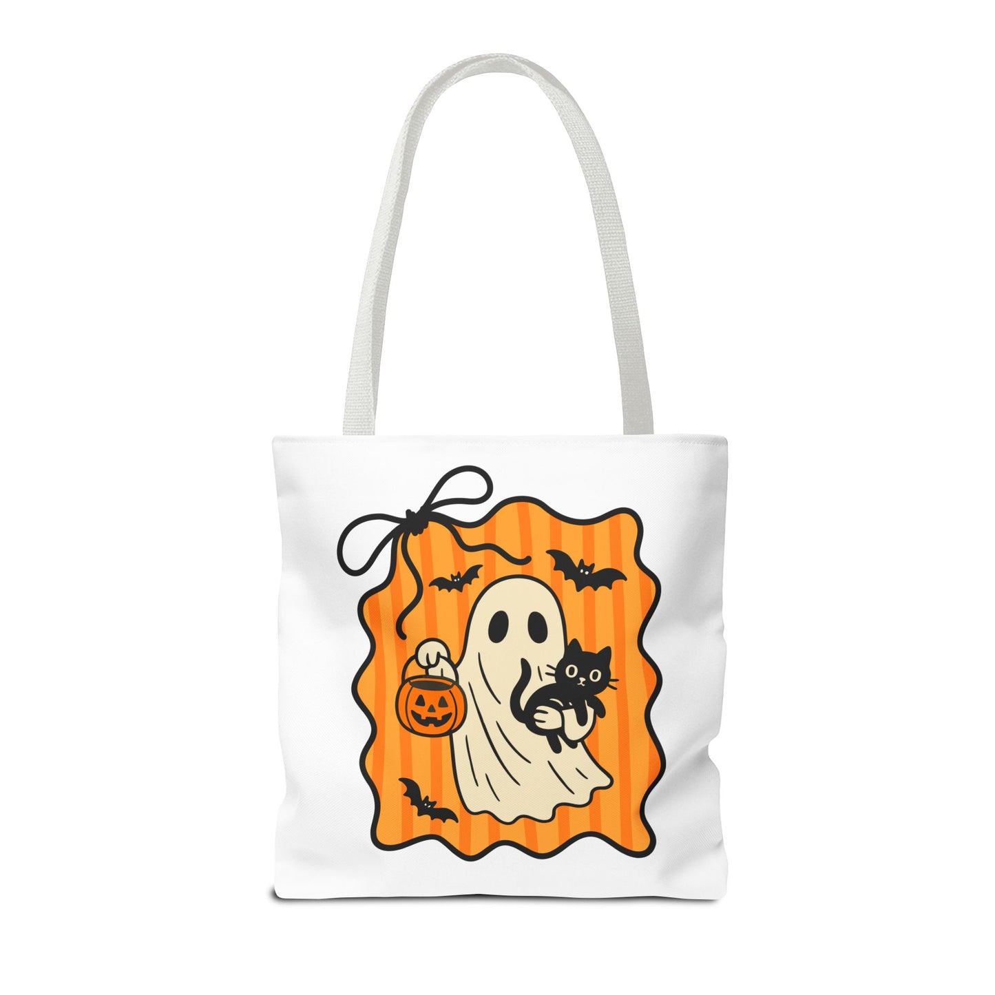 Spooky Season Ghost & Black Cat Tote Bag