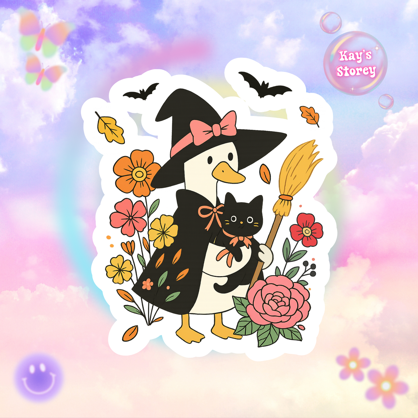 Spooky Goose Kiss-Cut Sticker, Goose Lover Sticker, Cute Sticker Set, Spooky Decals, Halloween Stickers, Vinyl Goose Stickers