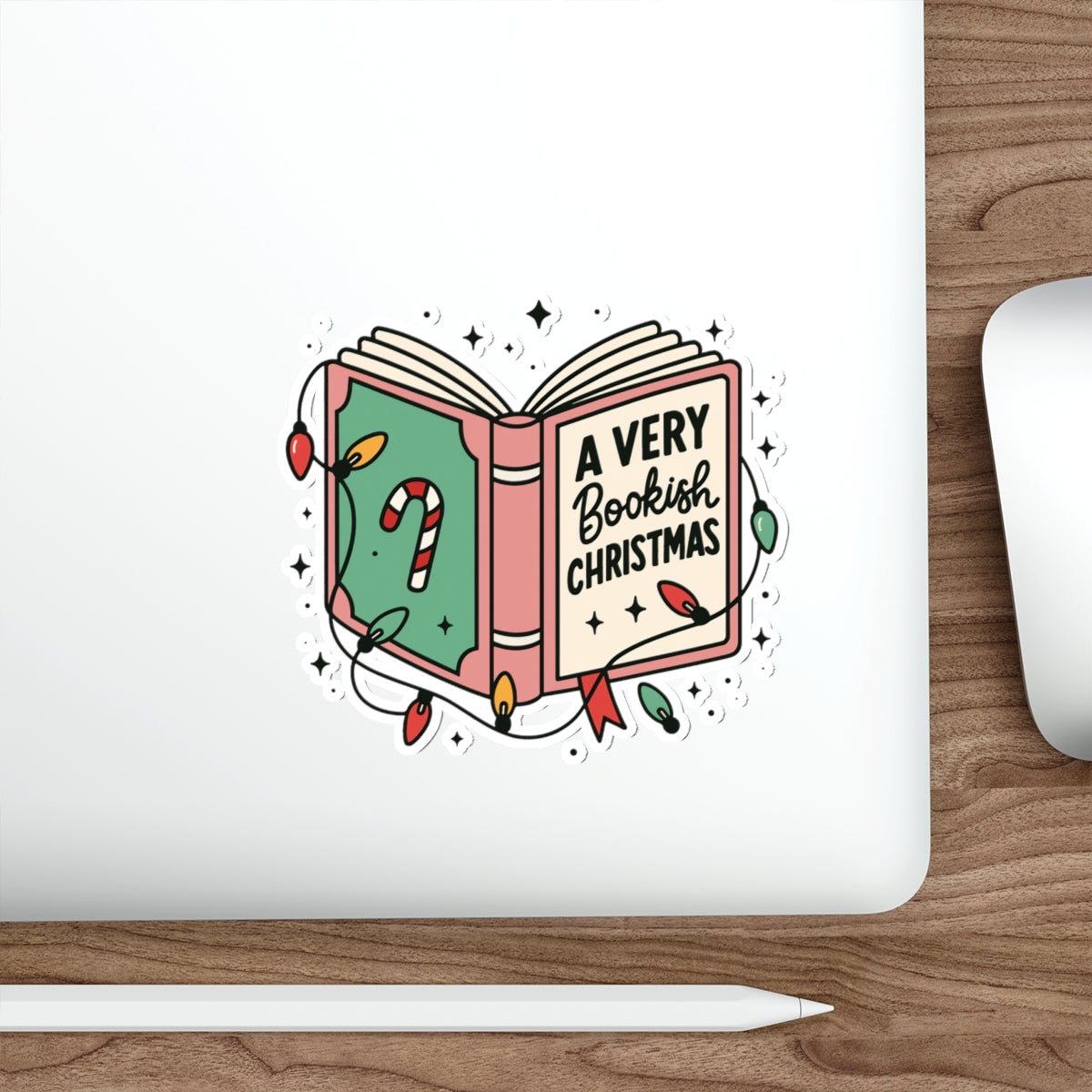 A Very Bookish Christmas Bookish Holiday Die-Cut Sticker - Festive Reading-Themed Sticker