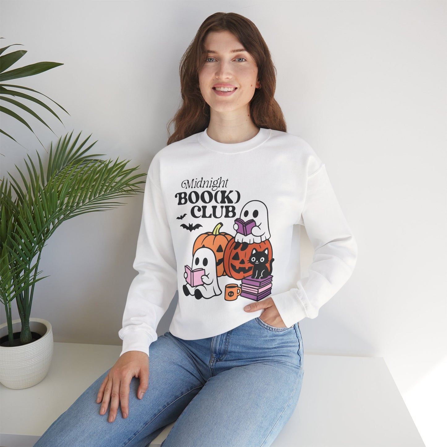 Midnight Boo(k) Club Sweatshirt, Long Sleeve Shirt for Spooky Season Bookish Gift,  Halloween Reading Apparel
