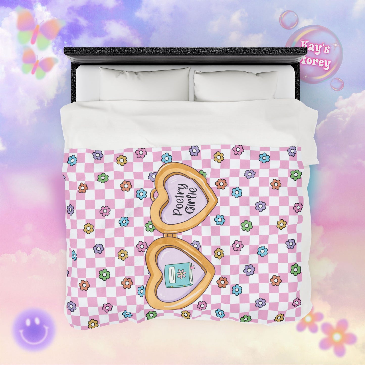 Pink Poetry Girlie Velveteen Plush Blanket