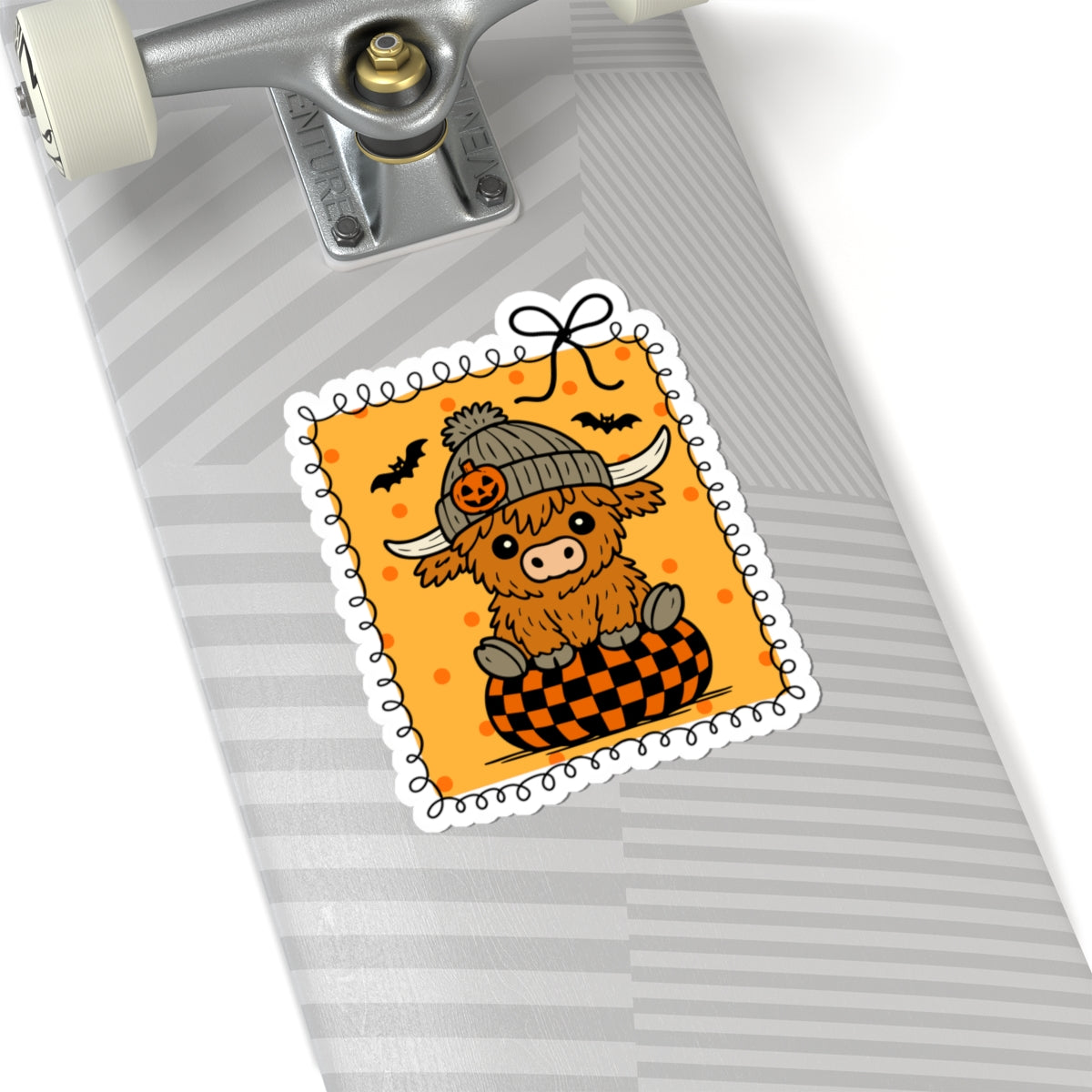 Cute Highland Cow Sticker - Kiss-Cut Stickers, Halloween Sticker, Cute Ghost Design, Spooky Sticker, Decorative Sticker for Journals