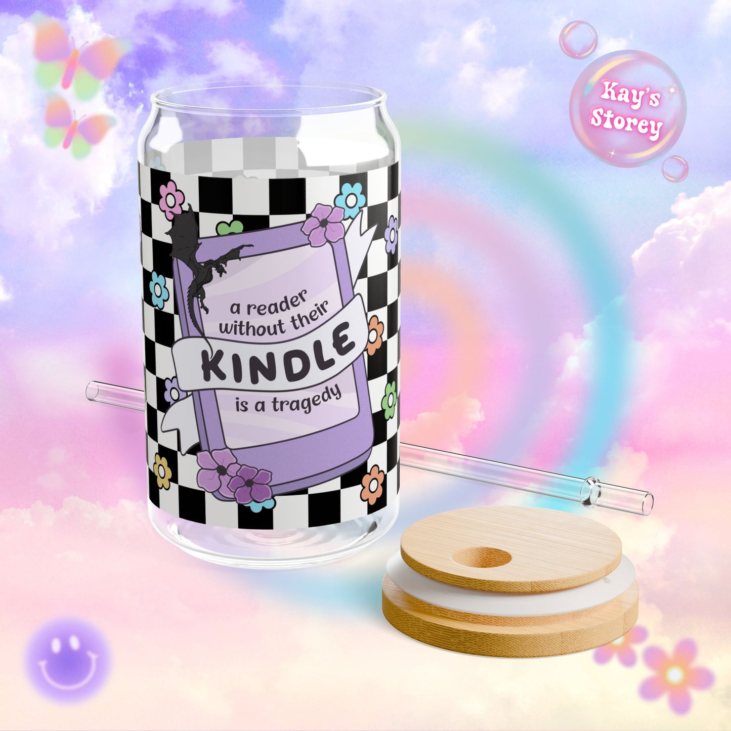 Reader Without Their Kindle Sipper Glass, 16oz