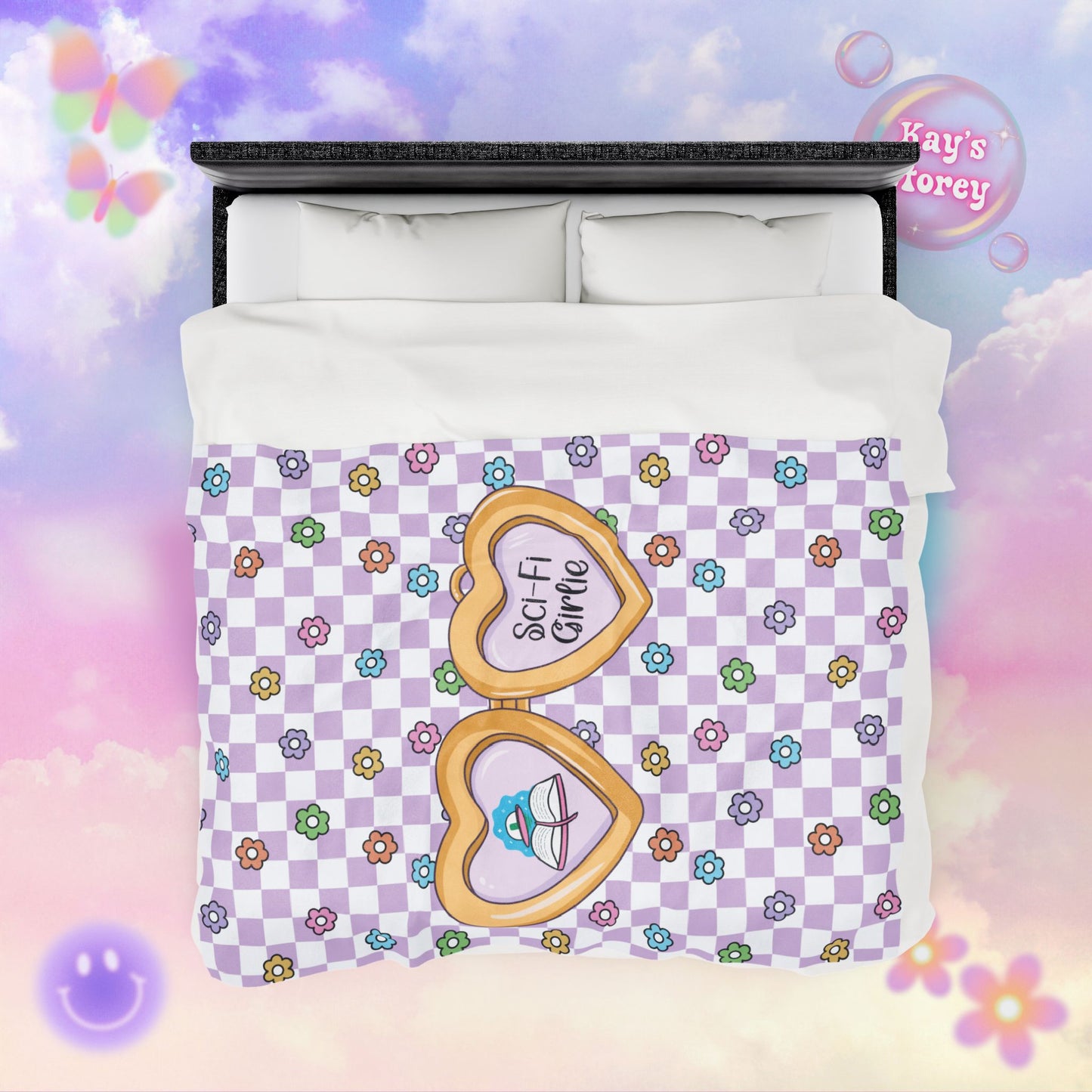 Purple Sci-Fi Girlie Velveteen Plush Blanket