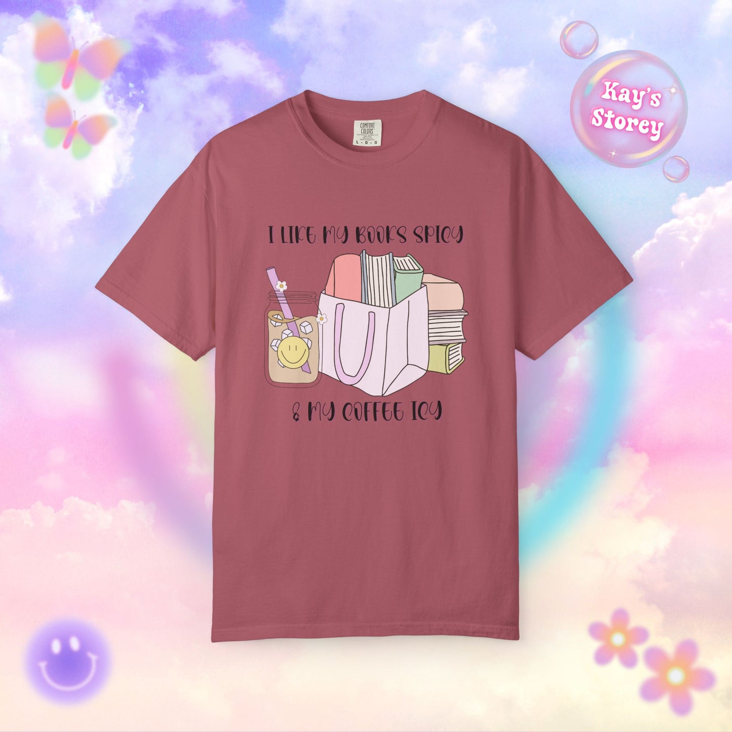 Books Spicy, Coffee Icy Comfort Colors T-Shirt