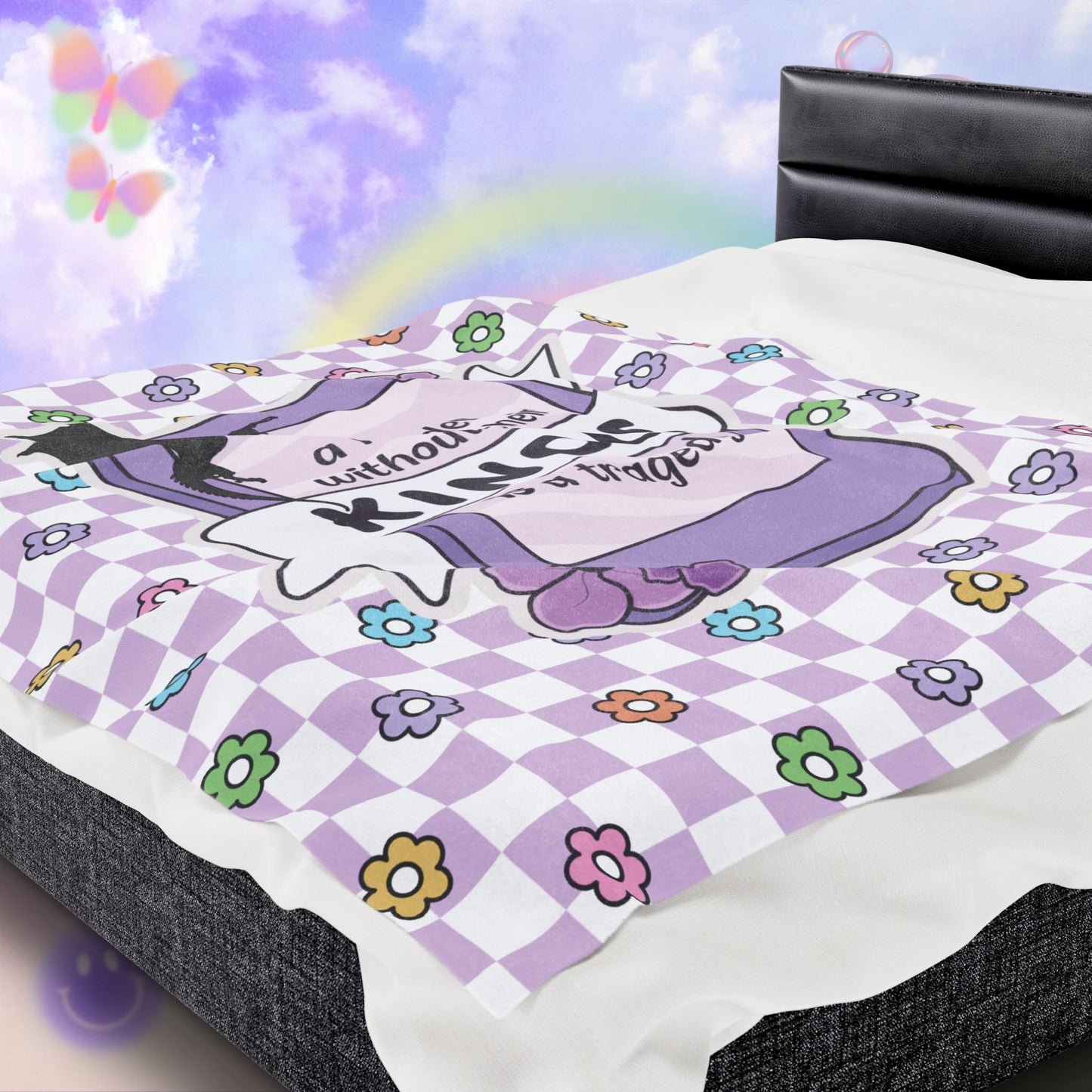 Purple Reader Without Their Kindle Velveteen Plush Blanket