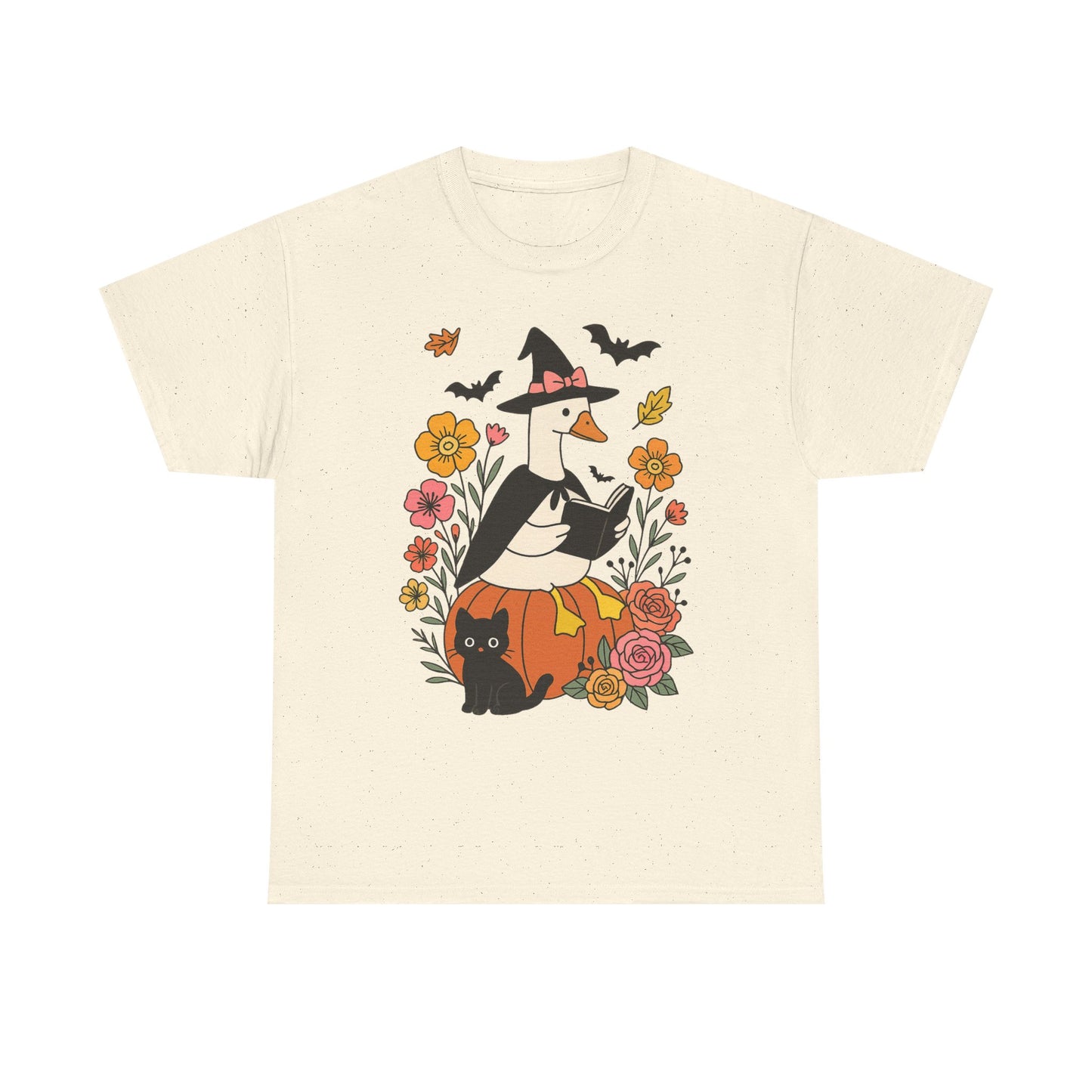 Spooky Goose Reading and Black Cat Tee - Halloween Gift