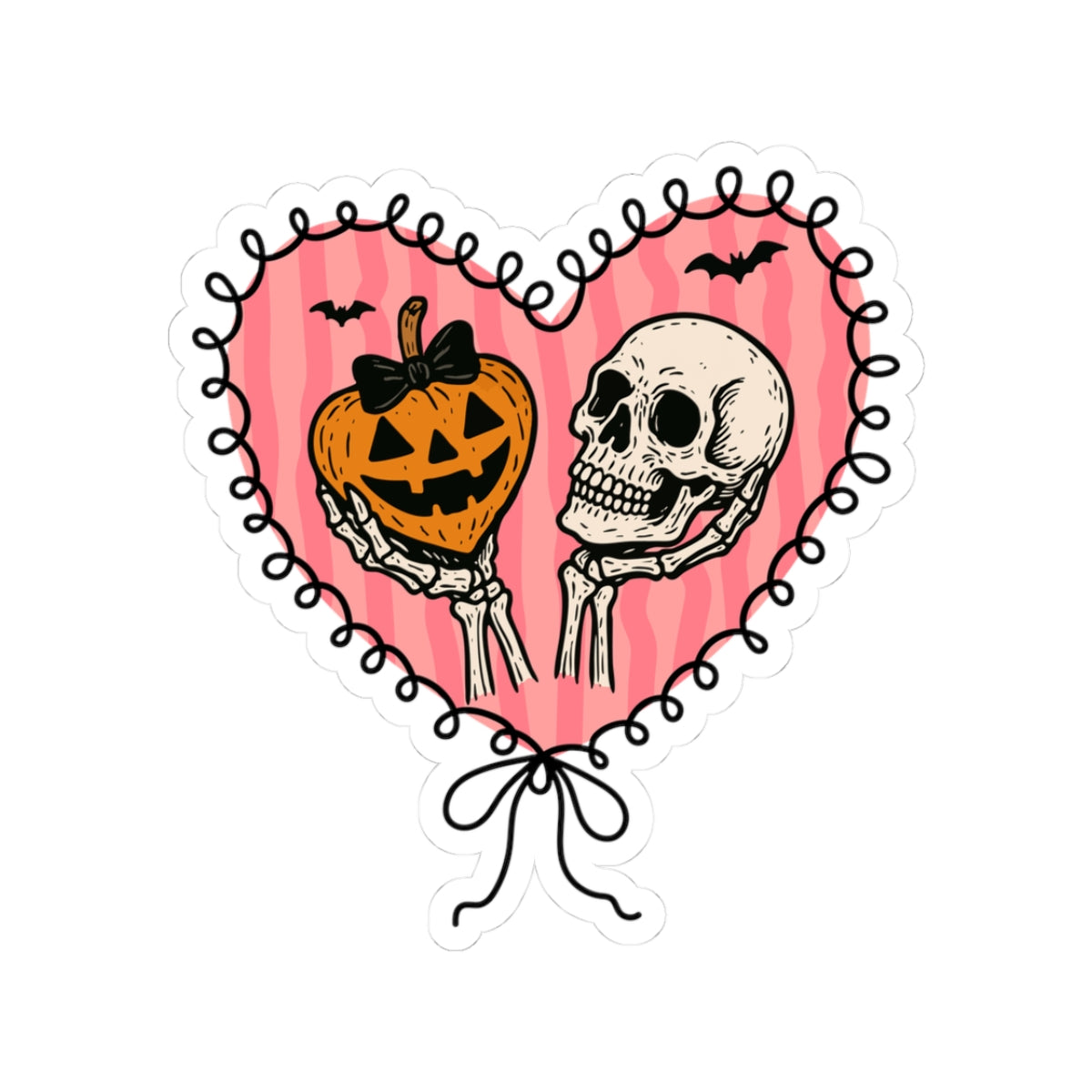 Halloween Love Sticker - Kiss-Cut Stickers, Halloween Sticker, Cute Skeleton Design, Spooky Sticker, Decorative Sticker for Journals