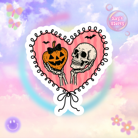 Halloween Love Sticker - Kiss-Cut Stickers, Halloween Sticker, Cute Skeleton Design, Spooky Sticker, Decorative Sticker for Journals
