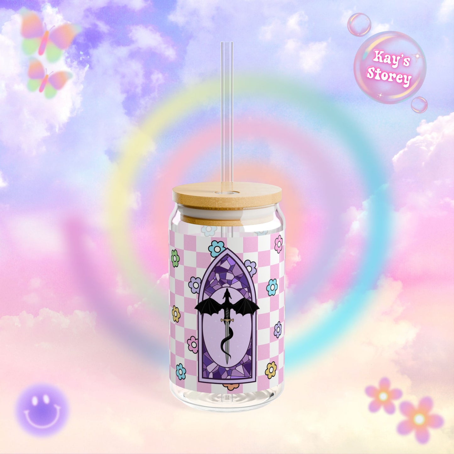 Pink Romantasy Sipper Glass, 16oz