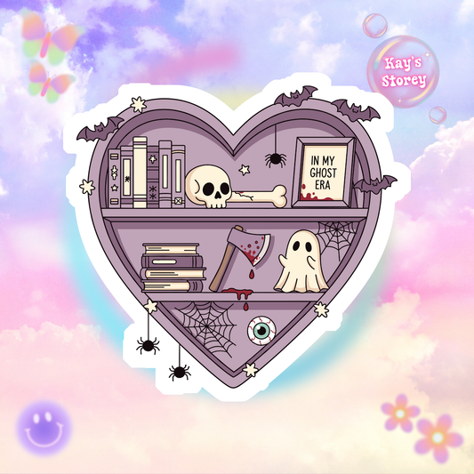 Ghostly Reading Kiss-Cut Sticker, Book Lover Sticker, Cute Sticker Set, Spooky Decals, Halloween Stickers, Vinyl Kindle Stickers
