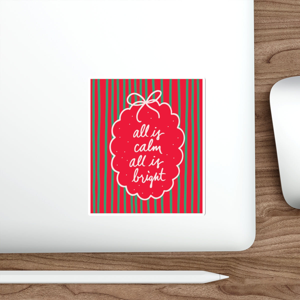 All is Calm, All is Bright Bookish Holiday Die-Cut Sticker - Festive Reading-Themed