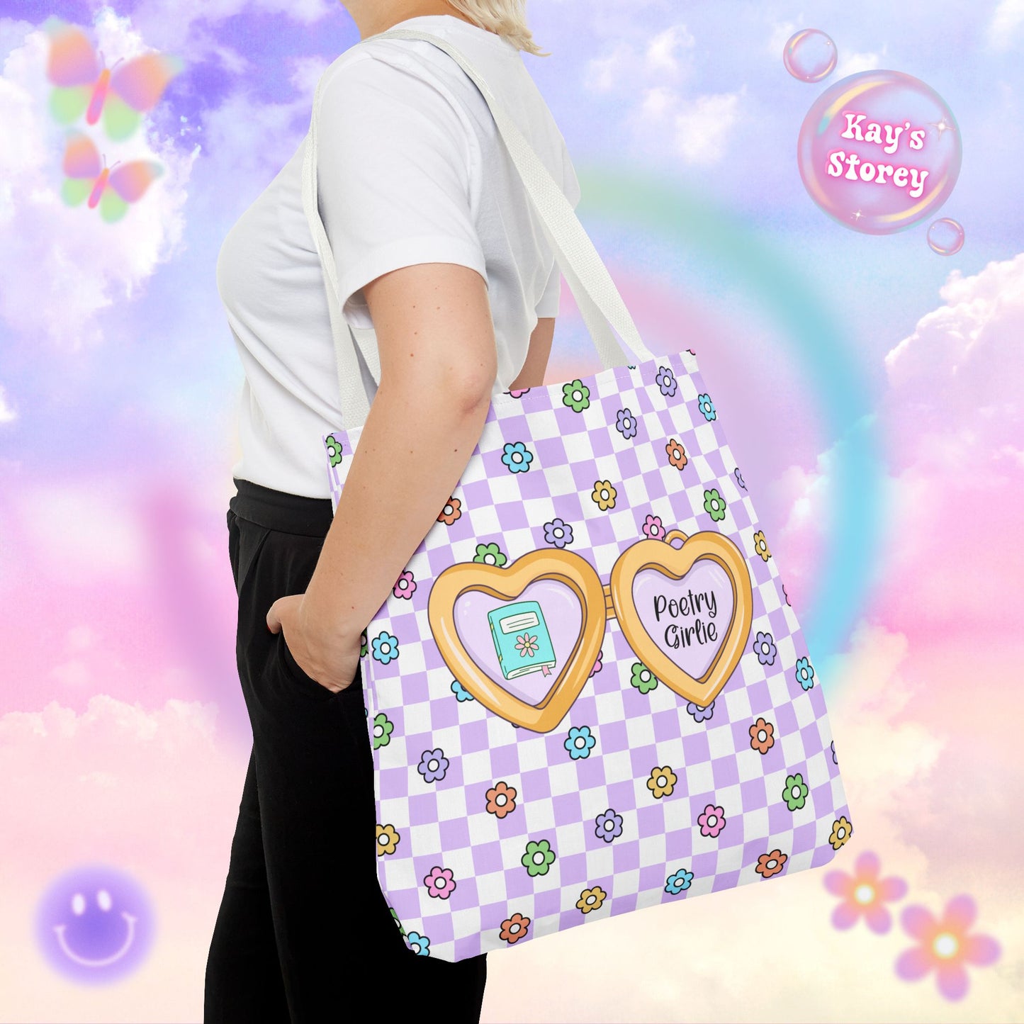 Purple Poetry Girlie Tote Bag