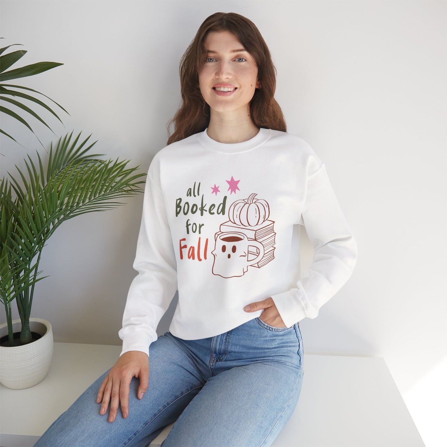 All Booked for Fall Sweatshirt, Long Sleeve Shirt for Spooky Season Bookish Gift,  Halloween Reading Apparel