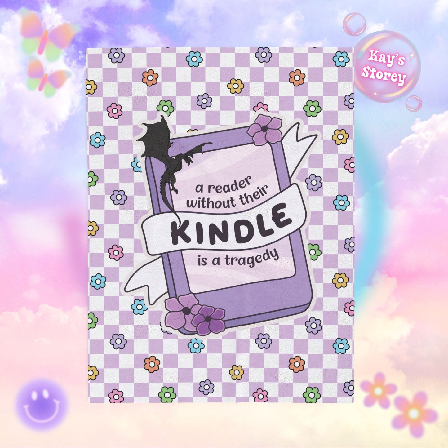 Purple Reader Without Their Kindle Velveteen Plush Blanket