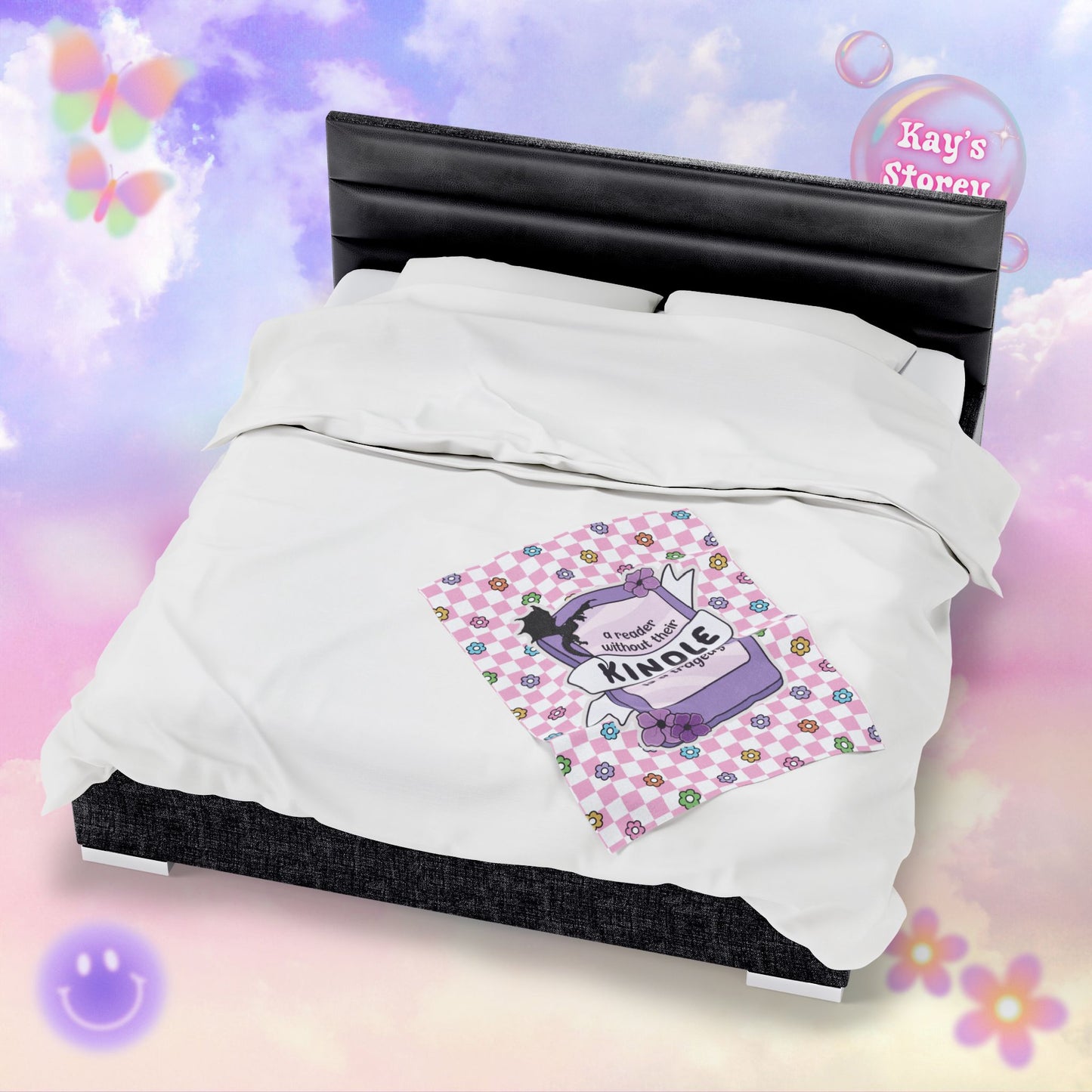Pink Reader Without Their Kindle Velveteen Plush Blanket